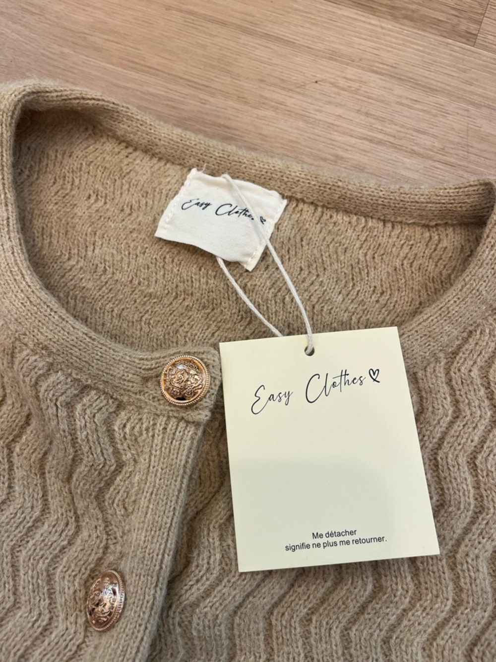 Camel Knit Cardigan with Gold Buttons - Picture 7 of 9